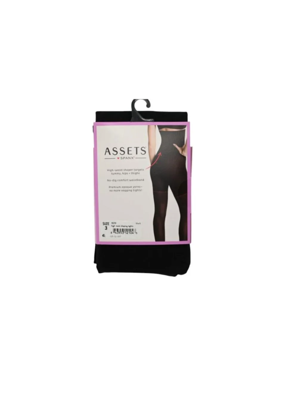 NIP Assets by Spanx High Waist Shaping Tights Sz 3 Black Opaque Tummy Control